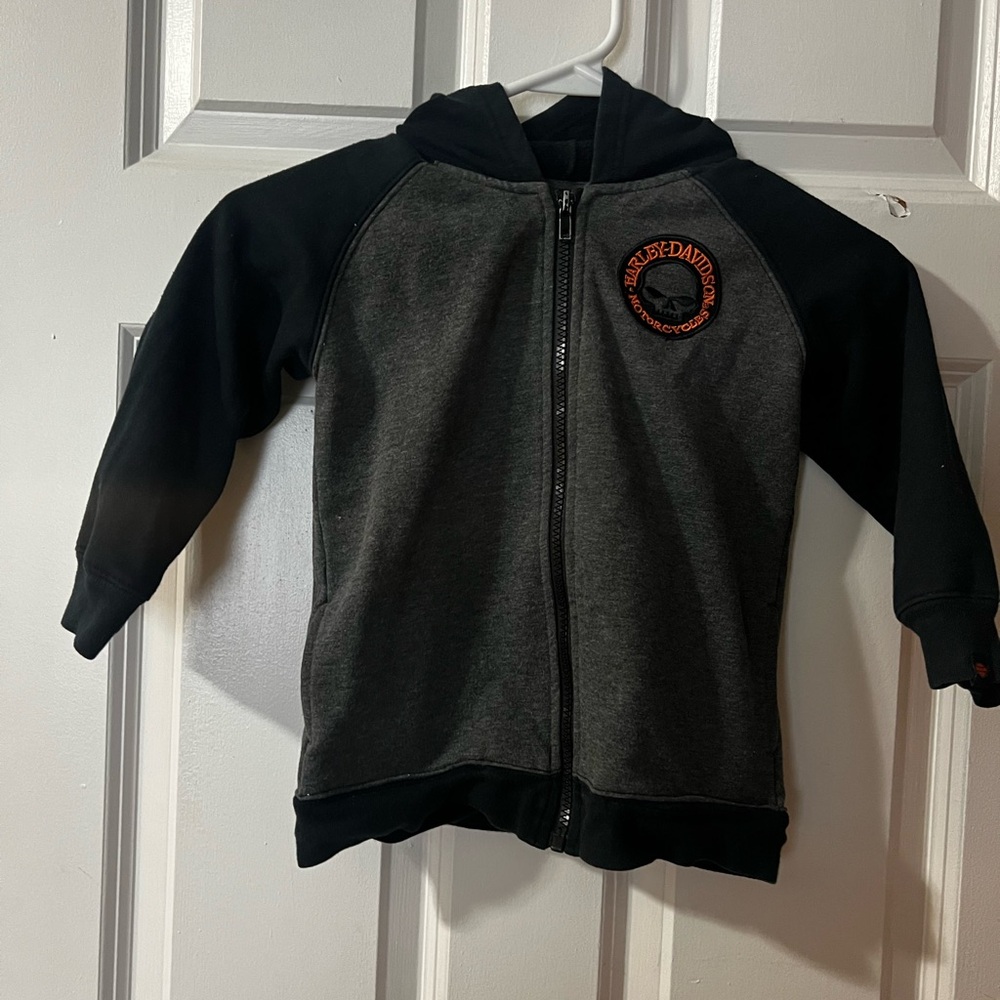 Harley-Davidson Kids Hoodie in Black and Gray with Orange Logo